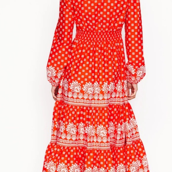 Boden Violet Cotton Midi Dress Firecracker Red, Palm Flora 4 - Picture 7 of 12